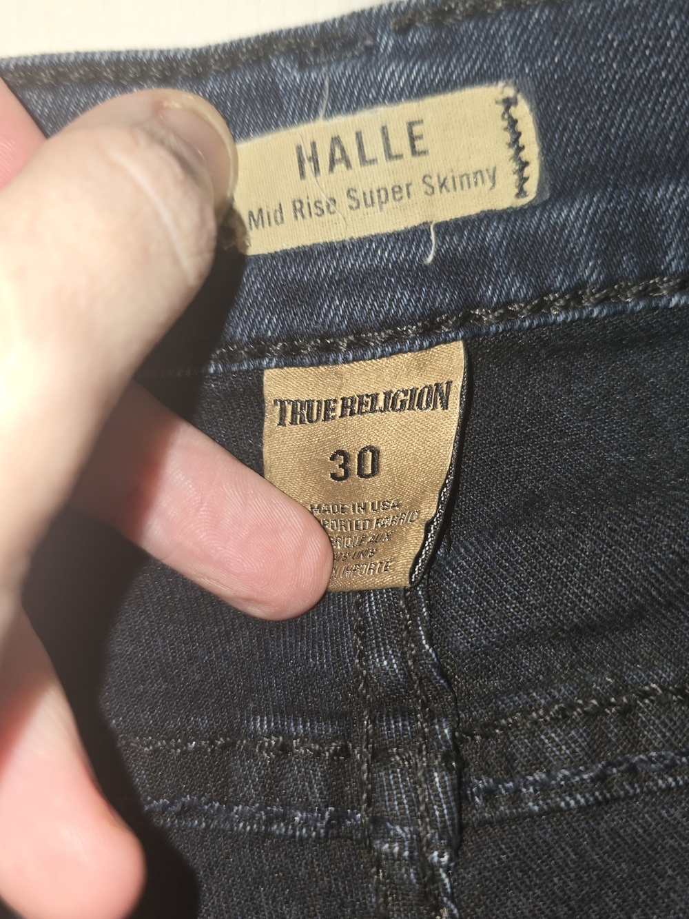 True Religion Halle Mid Rise Super Skinny Jeans Size 30 Dark Wash